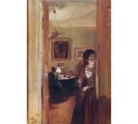 DQCJIYIGL Famous Painting Wall Art Posters Posters And Prints the Artist's Sister in the Room by Adolph Von Menzel Mural Artwork for Home Decor 60x90cm