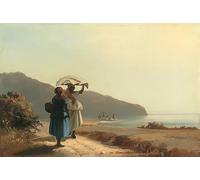 DQCJIYIGL Famous Painting Wall Art Posters Posters And Prints Two Women Chatting by the Sea St by Camille Jacob Pissarro Mural Artwork for Home Decor 60x90cm