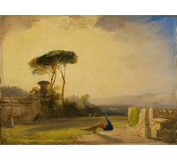 DQCJIYIGL Famous Painting Wall Art Posters Posters And Prints View on the Grounds of a Villa Near Florence by Richard Parkes Bonington Mural Artwork for Home Decor 60x90cm