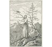 DQCJIYIGL Famous Painting Wall Art Posters Posters And Prints Woman with a raven on the edge of an abyss by Caspar David Friedrich Mural Artwork for Home Decor 60x90cm