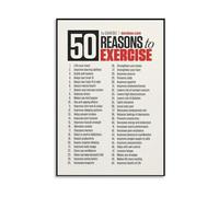 DQFOCPHHAA 50 Reasons to Exercise Poster Motivational Workout Chart Fitness Inspiration Canvas Wall-Art for Home Gym Office(Unframed,08X12inch(20X30cm))