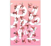 DQFOCPHHAA Pole Dancing Poses A to Z Educational - Retro Illustrated Chart of Moves from Basic to Advanced, Vintage Wall-Art for Dance Studio, Home Gym & Club Decor(Unframed,16x24inch(40x60cm))