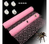 DQITJ 2 Pack Large Size Jumping Spider Netting Enclosure Climbing Webs Kit with Magnets and Silk Cocoons Nest (Pink, 9.8 x 177 inches)