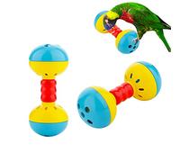 DQITJ 2 Pcs Bird Barbell Dumbell Foot Toy, Enrichment Rattles Bells Foot Toy for Small Bird Parrot Parakeet Cockatiel Conure Love Birds