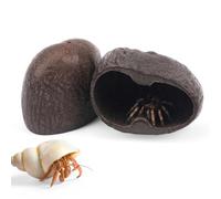 DQITJ 2 Pcs Hermit Crab Hide Tarantula Hideout Terrarium Natural Nutshell Decoration for Hermit Crab Spider Tarantula Snail Small Reptile