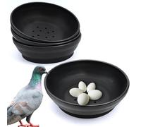 DQITJ 4 Pack Bird Nest Bowl Plastic Racing Pigeon Breeding Hatching Nest Box Birdcage Egg Basin for Pigeon Chicken Doves Quail Bird (Dia: 8.6 Inches, Black)