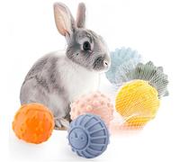 DQITJ 6 Pcs Bunny Plastic Squeaker Ball High Elasticity Rabbit Squeak Toy for Rabbit Bunny Ferret Guinea Pigs
