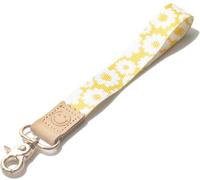 DQL wristlet key chain key wristlet strap, womens lanyard for keys Yellow wrist key lanyard, wrist lanyard for keys, lanyard keychain women (Plumeria)