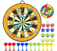 DQMOON 76CM Large Kids Dart Board Set, Double Sided Dinosaur Dart Board with 12 Sticky Balls 12 Darts, Indoor Outdoor Party Games Toys for 3 4 5 6 7 8 9 10 11 12+ Year Old Boys Girls Adults Xmas Gifts