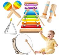 DQMOON Baby Toys for 1-3 Year Old, Wooden Montessori Toys for 1 2 3 Year Old, Baby Music Instruments Set with Maracas Xylophone Tambourine Percussion Birthday Xmas Gifts Sensory Toys for Babies 18M+