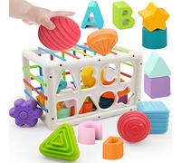DQMOON Montessori Toys for 1 Year Old Boys Girls 1st Birthday Gifts, Baby Shape Sorter Cube for 12 18 Months, Brian Sensory Toys for Babies Early Educational Baby Travel Toys for Toddler Age 1-2
