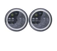 DQRG Lights Headlight Assembly For Mercedes For Benz-G-G55 7 Inch Headlight 2x Car Led Hi/Low H4 Halo Angle Eyes DRL Car Headlight Covers(50w Halo lightBlackE)