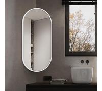 DQRMVV Wall Mounted Corner Mirror, Oval Bathroom Mirror With Aluminum Frame, HD, Explosion Proof, Swivel Corner Mirror With Bracket, Adjustable Angle,Black, Gold, White(Size:35x60cm,Color:White)