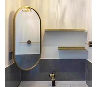 DQRMVV Wall Mounted Corner Mirror, Oval Bathroom Mirror With Aluminum Frame, HD, Explosion Proof, Swivel Corner Mirror With Bracket, Adjustable Angle,Black, Gold, White(Size:35x60cm,Color:Gold)