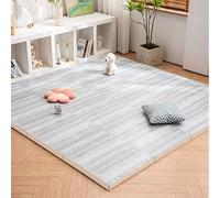 DQSPDBD Interlocking Foam Tiles - Soft Cushioned Puzzle Mat with Wood Grain Design for Floor Carpet, 16 Pieces
