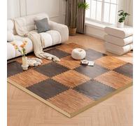 DQSPDBD Interlocking Foam Tiles - Soft Cushioned Puzzle Mat with Wood Grain Design for Floor Carpet, 16 Pieces