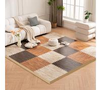 DQSPDBD Interlocking Foam Tiles - Soft Cushioned Puzzle Mat with Wood Grain Design for Floor Carpet, 16 Pieces