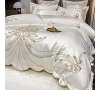 DQSPDBD Luxury Embroidery Duvet Cover Set,Jacquard Silk Bedding Set,Cozy Breathable Microfiber Comforter Cover Set with Zipper Closure and Corner Ties for All-SeasonTies