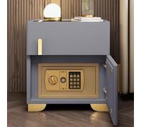 DQSPDBD Smart Nightstand with Hidden Safe, Bedside Table with Charging Station & USB/Type-C Ports, LED Night Stand Adjustable Brightness, Tempered Glass Top