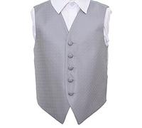DQT Boys Greek Key Patterned Wedding Tuxedo Waistcoat - 11-12 Years: 32" | Silver