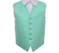 DQT Boys Greek Key Patterned Wedding Tuxedo Waistcoat - 13-14 Years: 34" | Mint Green