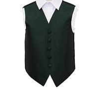 DQT Boys Greek Key Patterned Wedding Tuxedo Waistcoat - 5-6 Years: 26" | Dark Green
