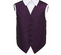 DQT Boys Greek Key Patterned Wedding Tuxedo Waistcoat - 9-10 Years: 30" | Cadbury Purple