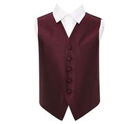 DQT Boys Greek Key Patterned Wedding Tuxedo Waistcoat Burgundy 22"