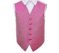 DQT Boys Greek Key Waistcoat - Wedding Party & Formal - Fuchsia Pink 9-10 Years 30"