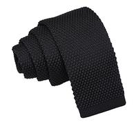 DQT Boys Knitted Casual Plain Neck Tie - Black
