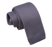 DQT Boys Knitted Casual Plain Neck Tie - Charcoal