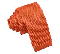 DQT Boys Knitted Plain Slim Tie 7-12 Years - Casual Slim Knit Necktie - Burnt Orange
