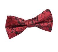 DQT Boys Paisley Floral Wedding Tuxedo Pre-tied Bow Tie Black and Red
