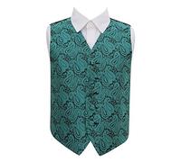 DQT Boys Paisley Floral Wedding Waistcoat Vest - Page Boy Formal Suit - Teal 30" (9-10 Years)