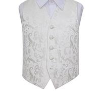 DQT Boys Passion Floral Waistcoat - Wedding Party & Formal - Ivory 9-10 Years 30"