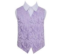 DQT Boys Passion Floral Waistcoat - Wedding Party & Formal - Lilac 9-10 Years 30"