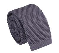 DQT Boys Plain Knitted Neck Tie - Textured Skinny Tie for School, Wedding, Pageboy & Formal Wear 7-12 Years - Charcoal
