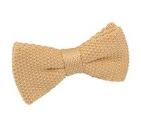 DQT Boys Plain Knitted Pre-Tied Bow Tie - Wedding Pageboy Formal Bowtie - Lemon Yellow