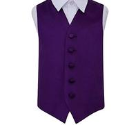 DQT Boys Plain Satin Formal Wedding Tuxedo Waistcoat Purple 26"