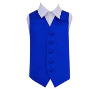 DQT Boys Plain Satin Formal Wedding Tuxedo Waistcoat Royal Blue 28"