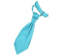 DQT Boys Plain Satin Pre-Tied Scrunchie Cravat - Wedding Pageboy Formal - Robins Egg Blue