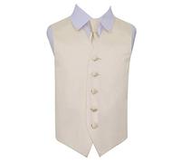DQT Boys Plain Satin Waistcoat & Tie Set - Wedding, Page Boy, Prom, Formal Suit Vest Outfit - Champagne 11-12 Years (32")