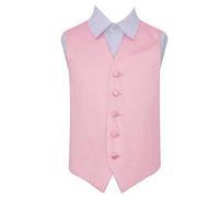 DQT Boys Plain Satin Waistcoat - Wedding Pageboy Formal Suit Vest - Baby Pink 11-12 Years 32"
