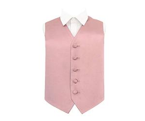 DQT Boys Plain Satin Waistcoat - Wedding Pageboy Formal Suit Vest - Dusty Pink 11-12 Years 32"