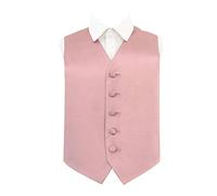 DQT Boys Plain Satin Waistcoat - Wedding Pageboy Formal Suit Vest - Dusty Pink 7-8 Years (28")