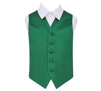 DQT Boys Plain Satin Waistcoat - Wedding Pageboy Formal Suit Vest - Emerald Green 7-8 Years 28"