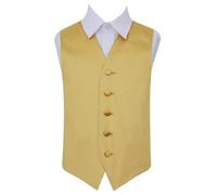 DQT Boys Plain Satin Waistcoat - Wedding Pageboy Formal Suit Vest - Gold 11-12 Years 32"