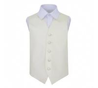DQT Boys Plain Satin Waistcoat - Wedding Pageboy Formal Suit Vest - Ivory 7-8 Years (28")