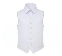 DQT Boys Plain Satin Waistcoat - Wedding Pageboy Formal Suit Vest - White 11-12 Years (32")
