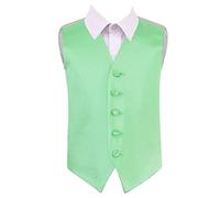 DQT Boys Plain Satin Waistcoat - Wedding Party & Formal - Mint Green 11-12 Years 32"